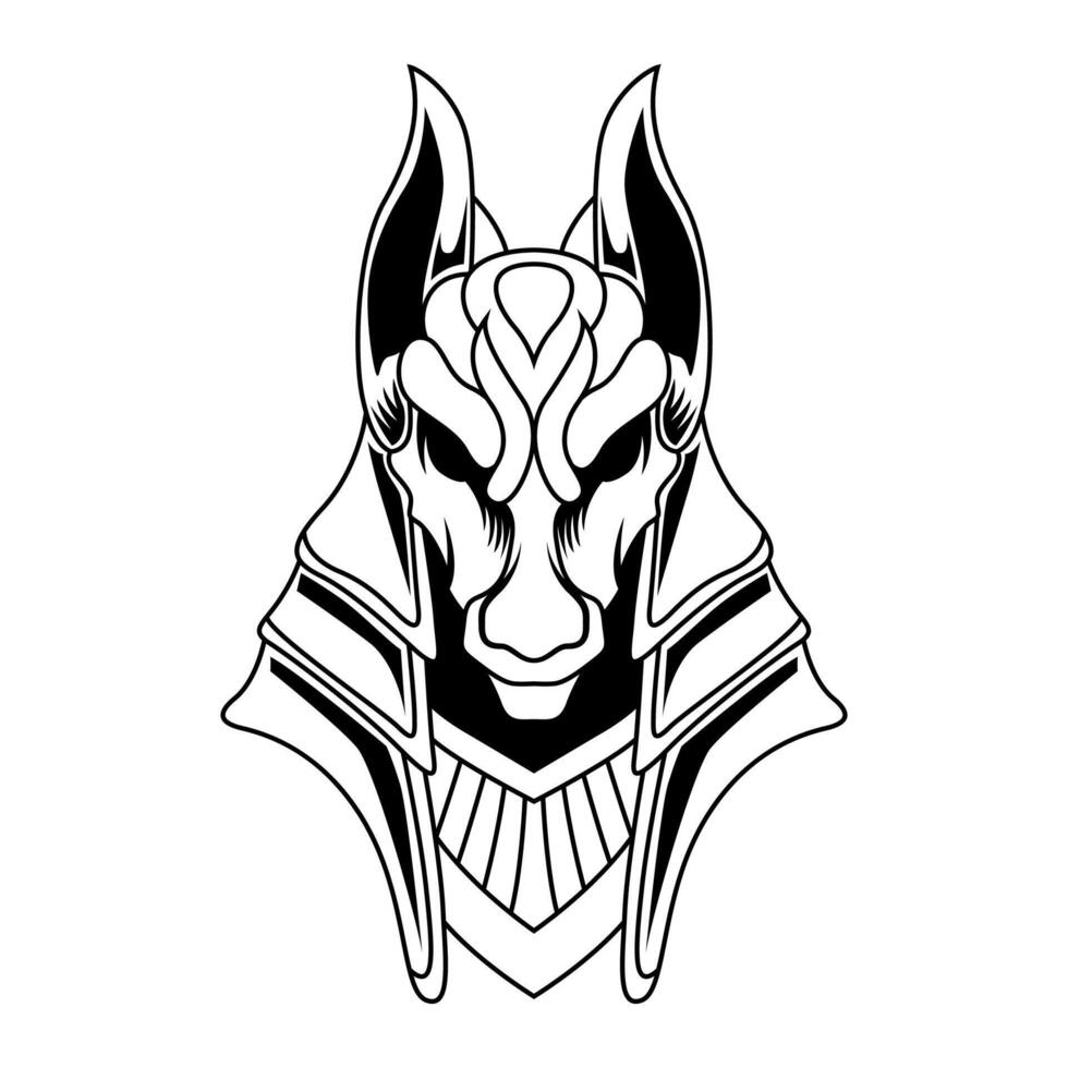 Anubis Vector. Black And White Anubis Mascot Logo Design Vector Template Illustration