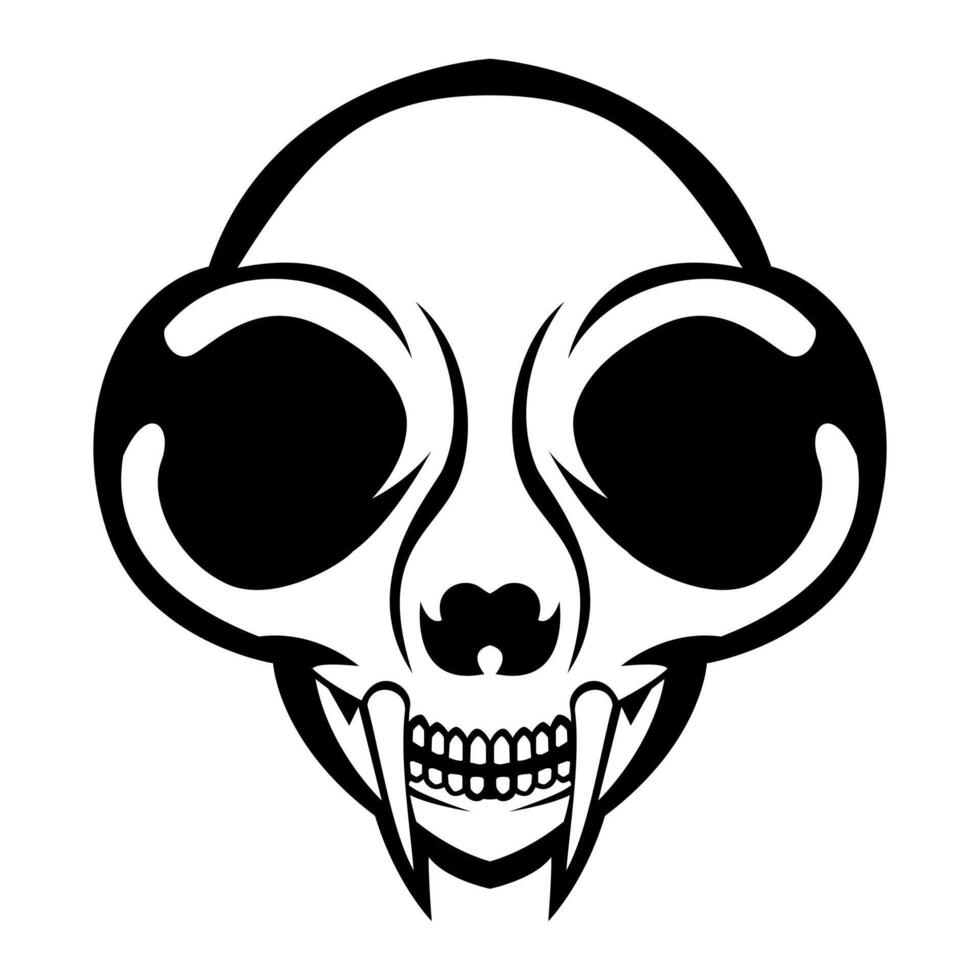 Skull Head Vector design black and white isolated