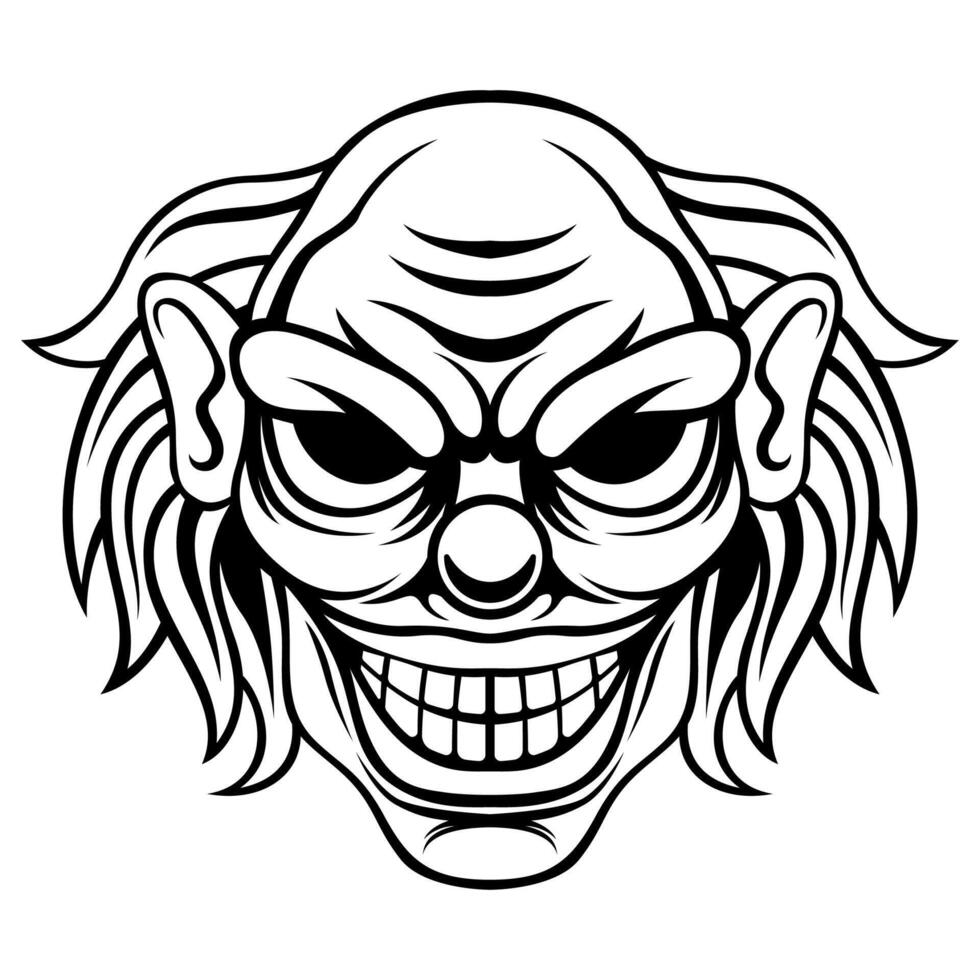Clown vector. Black And White Clown Mascot Logo Vector Design template