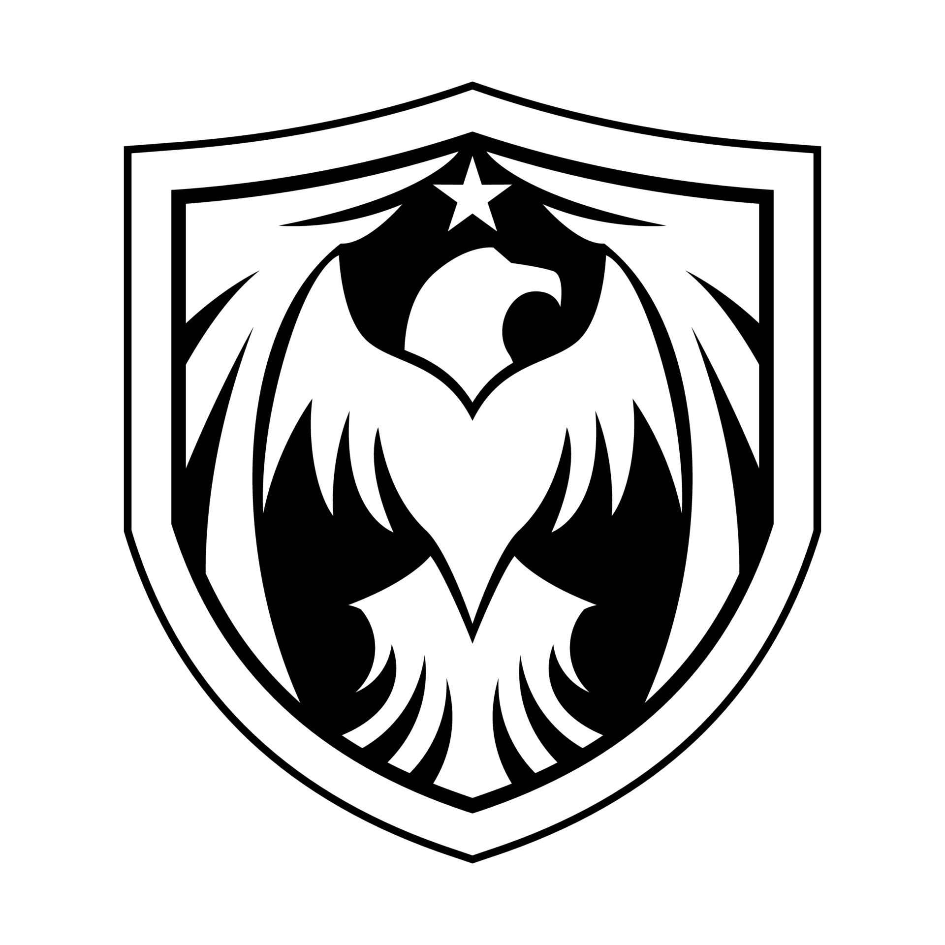 Eagle Shield tactical black and white vector logo design illustration