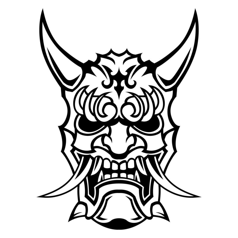 Angry Ronin Mask of Samurai Vector Black and white Warrior Logo Helmet illustration