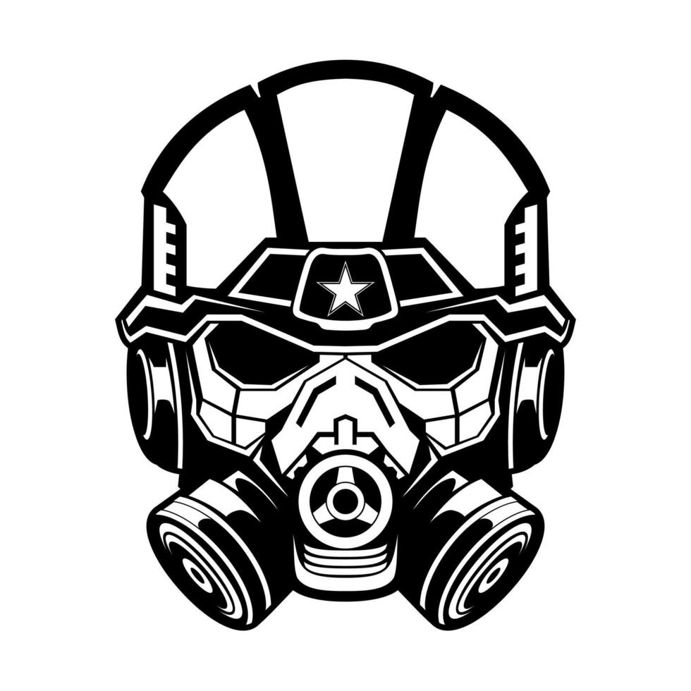 Army Mask vector logo blacka and white design template illustration