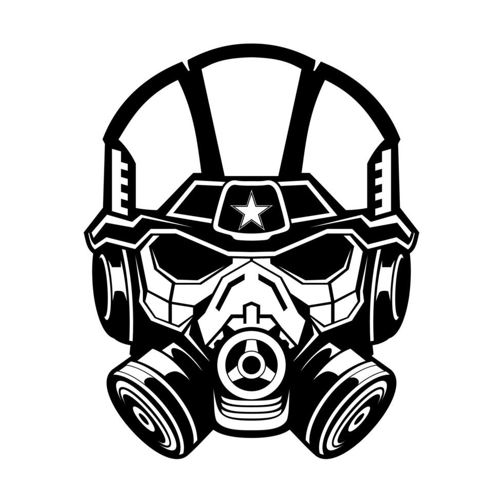 Army Mask vector logo blacka and white design template illustration