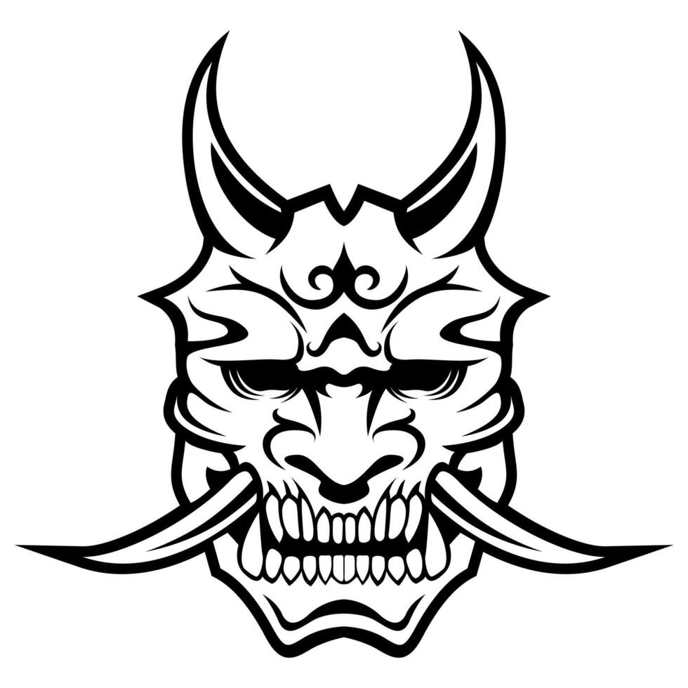 Samurai Ronin Face Mask black and white vector Logo Icon Symbol Vintage Template