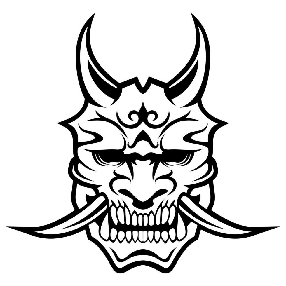 samurai ronin cara máscara negro y blanco vector logo icono símbolo Clásico modelo