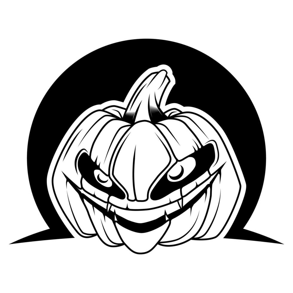 Pumpkin Vector Black and White Head Logo vector illustration template