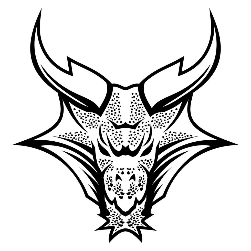 Dragon Head black and white logo icon symbol modern style template vector