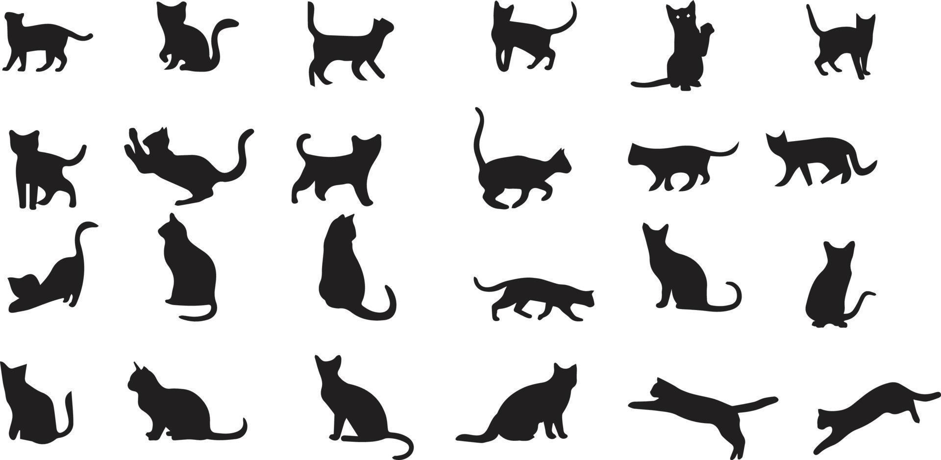 gato silueta , linda gato en diferente poses vector ilustración