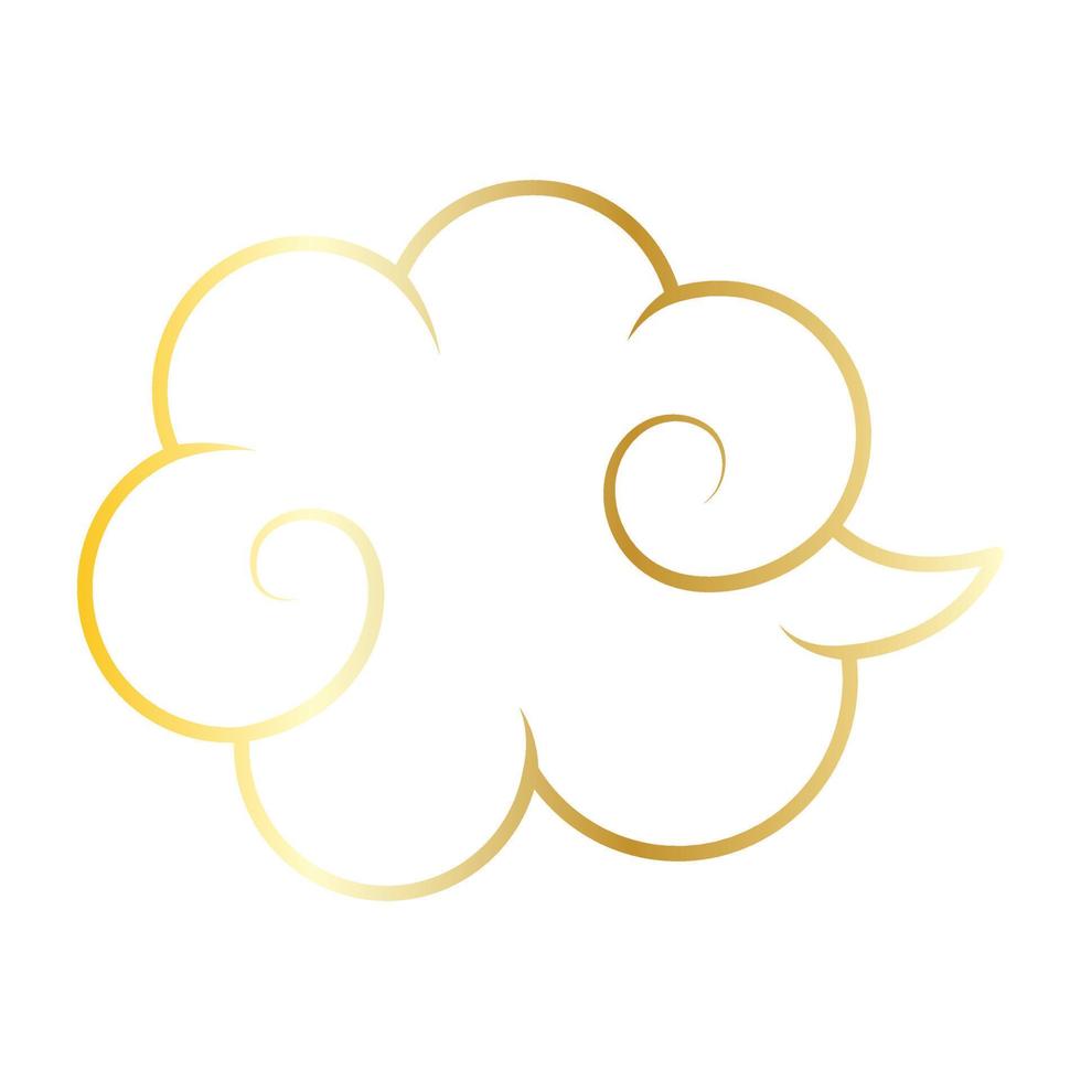 Golden chinese cloud line icon. vector