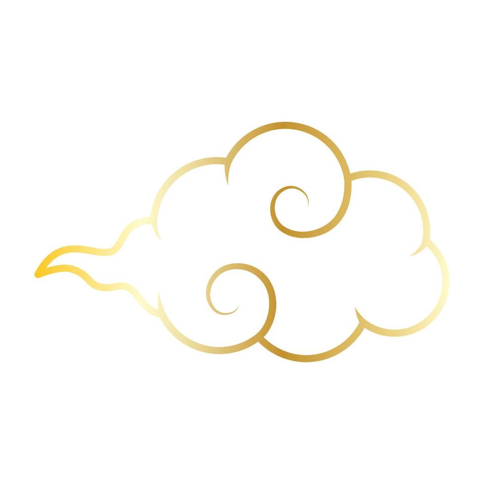 Golden chinese cloud line icon. vector