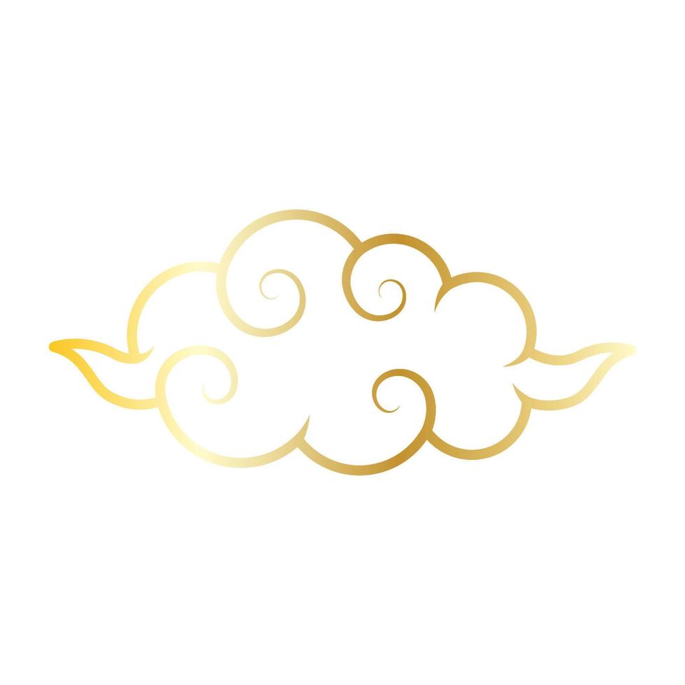 Golden chinese cloud line icon. vector
