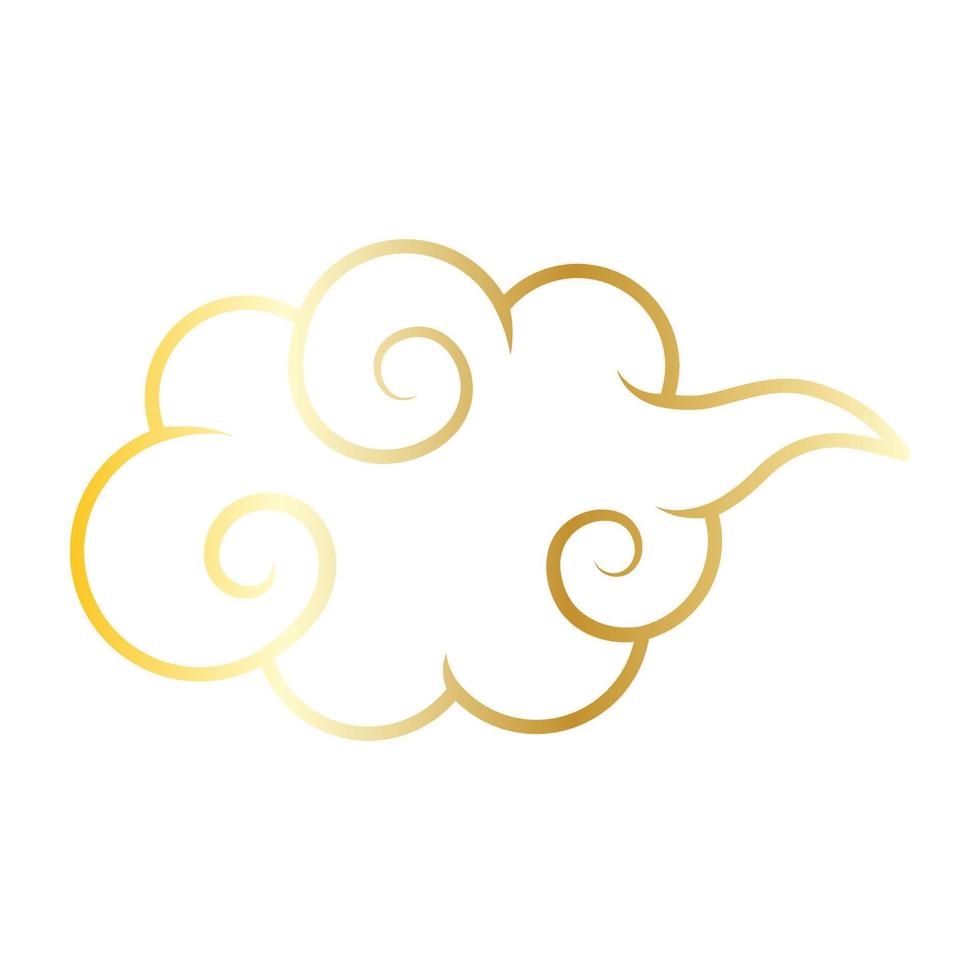 Golden chinese cloud line icon. vector