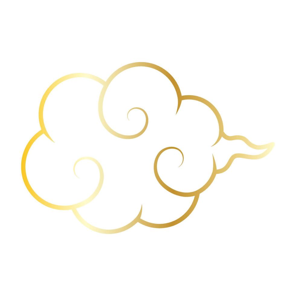 Golden chinese cloud line icon. vector