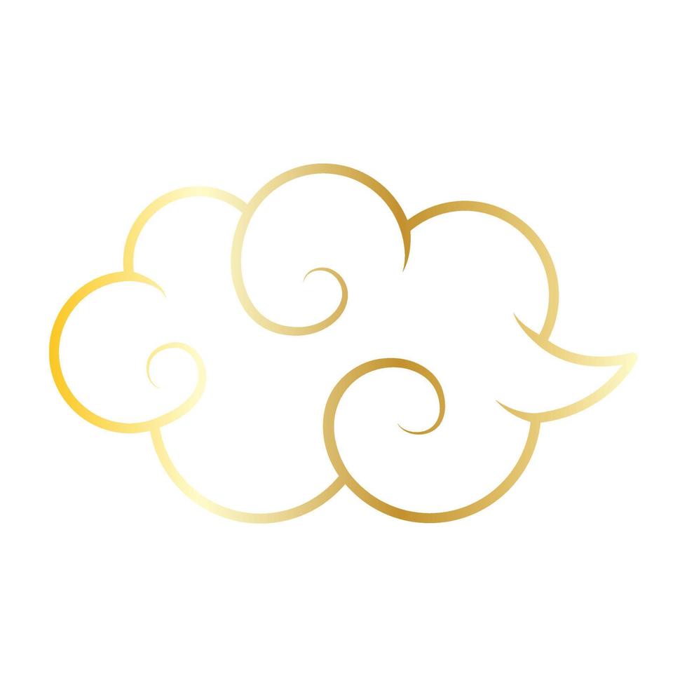 dorado chino nube línea icono. vector