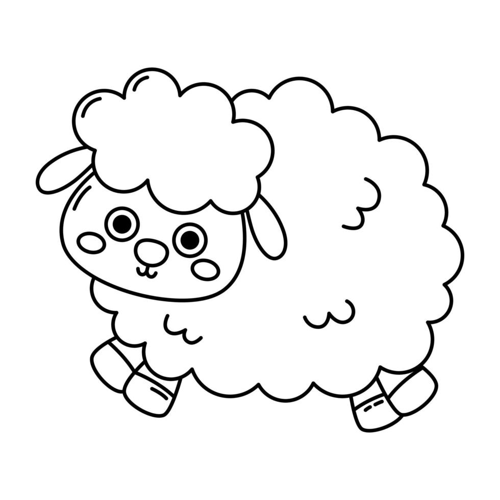 Cute cartoon sheep line icon vector