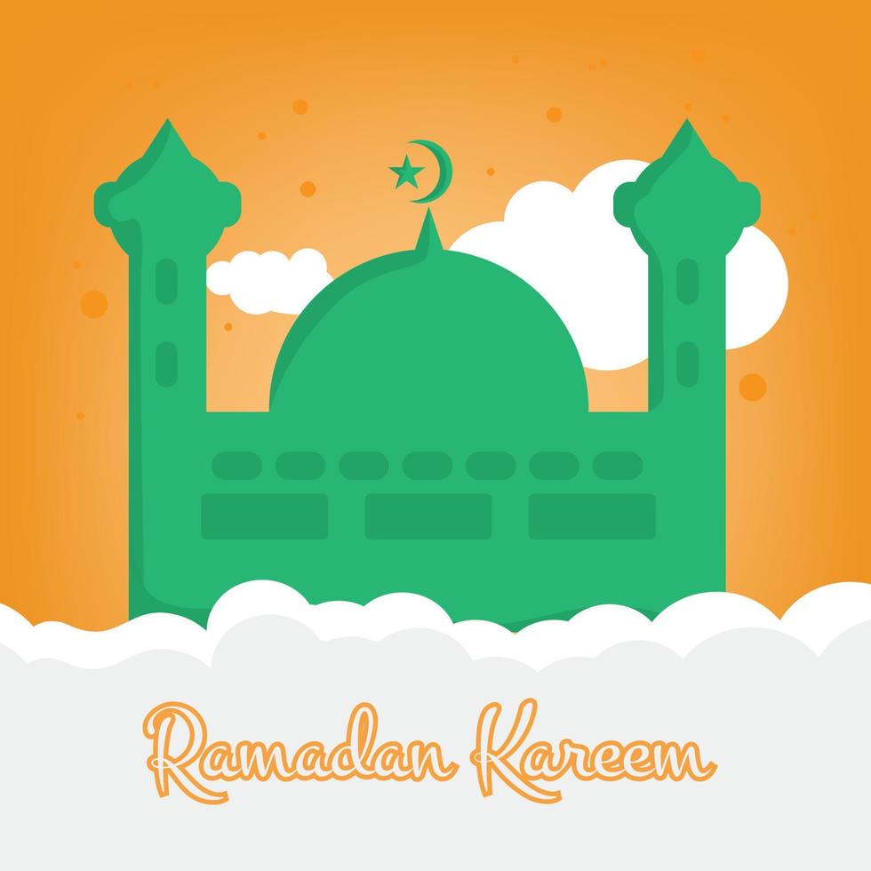 mosque vector illustration. Ramadhan Kareem greeting card.