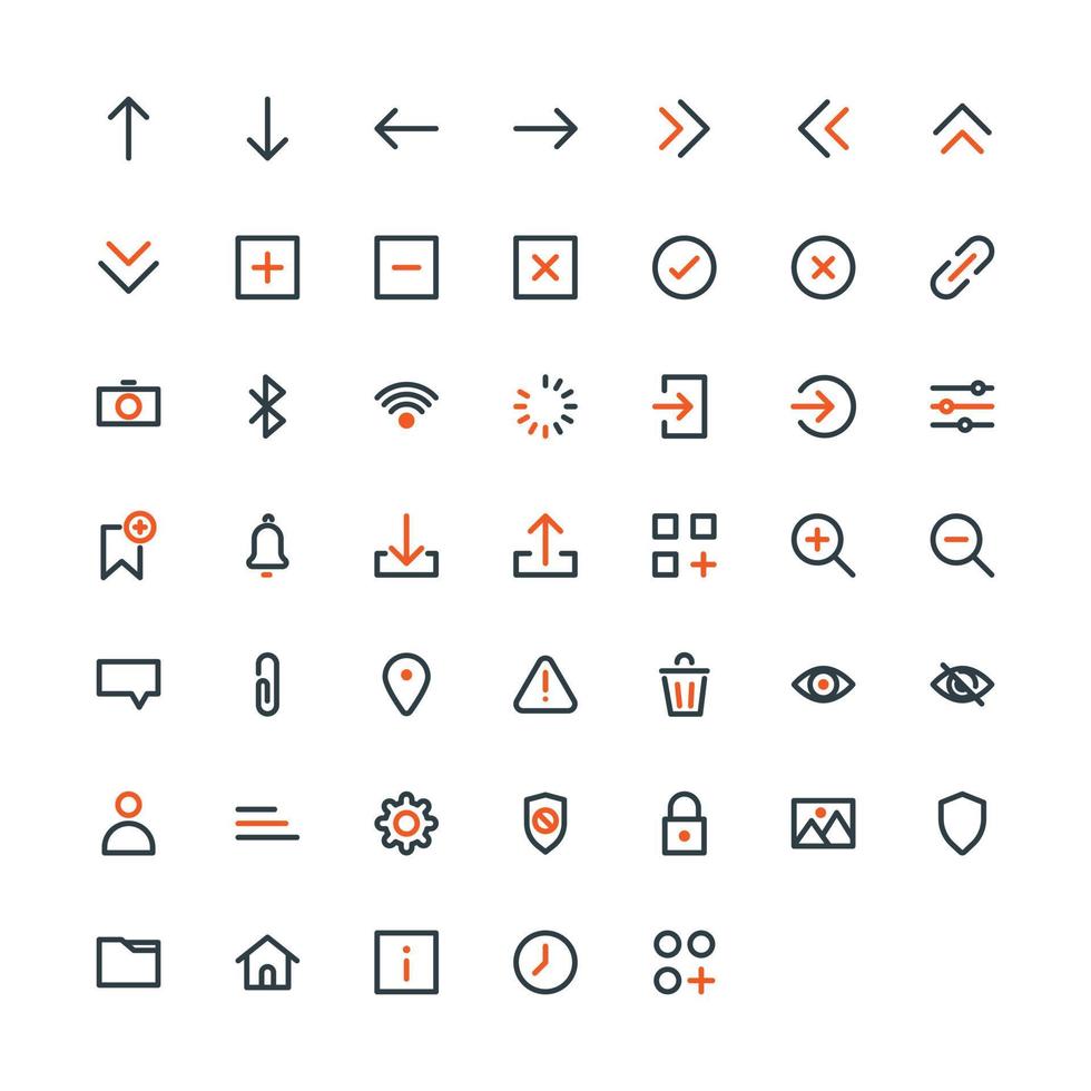 Interface outline icon set. Vector illustration