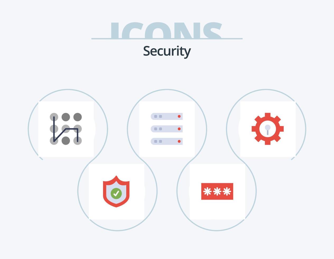 Security Flat Icon Pack 5 Icon Design. keyhole. network. pattern. hosting. database vector