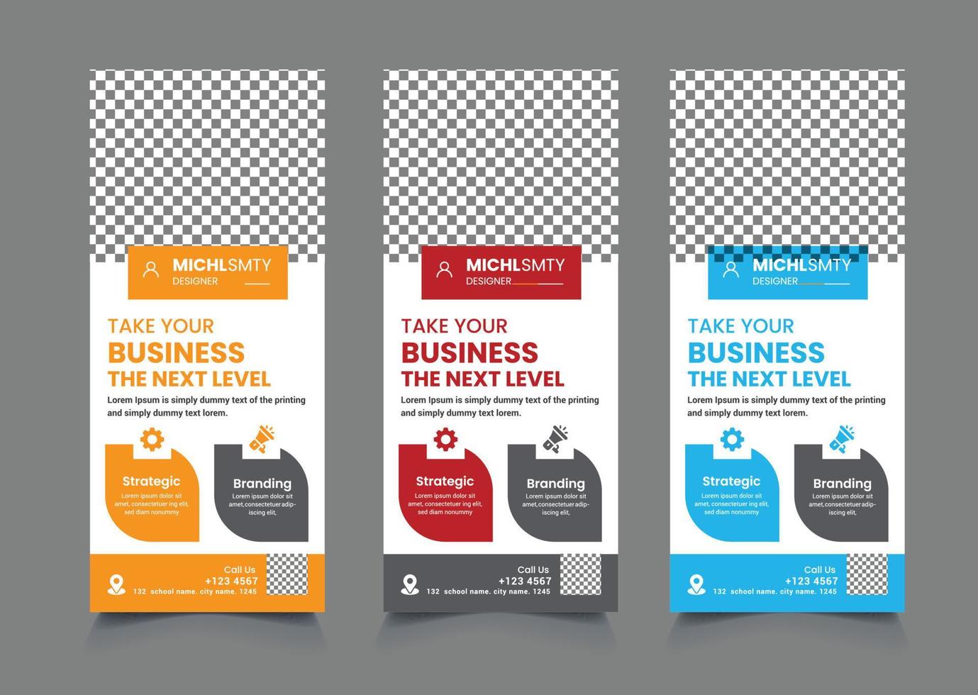 Attractive modern business roll up banner design pop up or dl flyer template vector