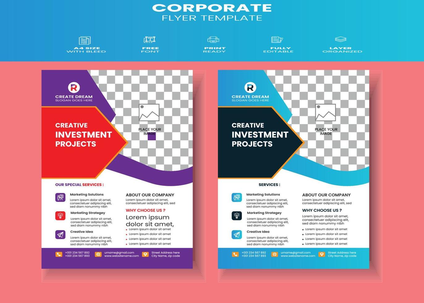 Corporate Creative And Modern Flyer Template Design vector