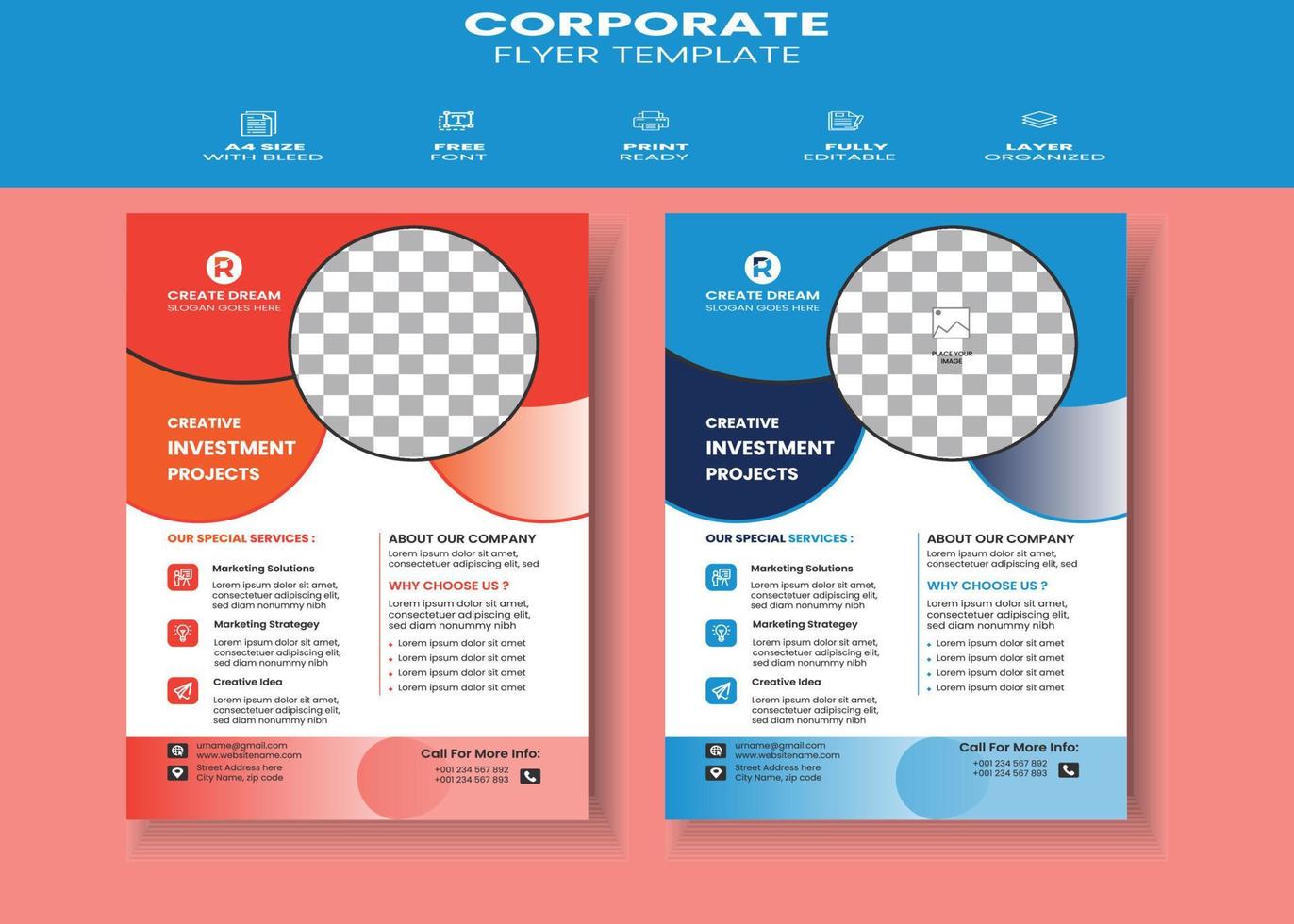 Corporate Creative And Modern Flyer Template Design vector