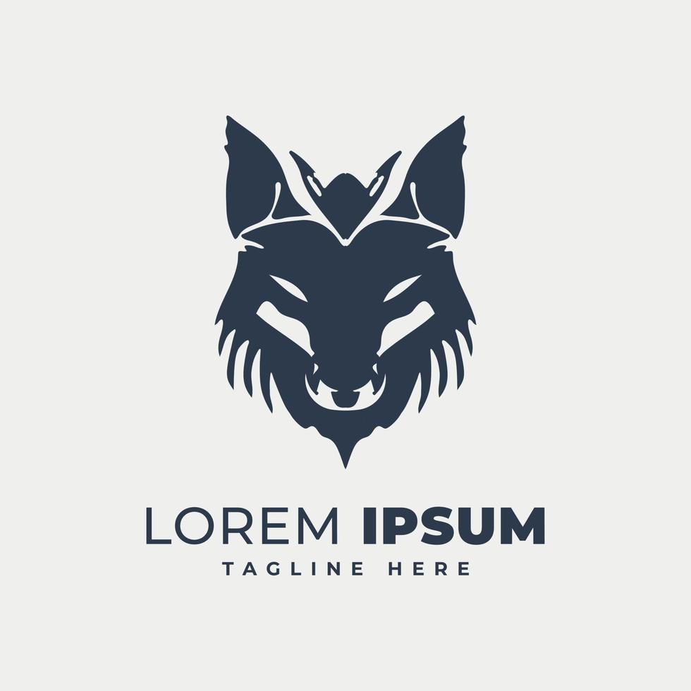 Black wolf head logo design vector