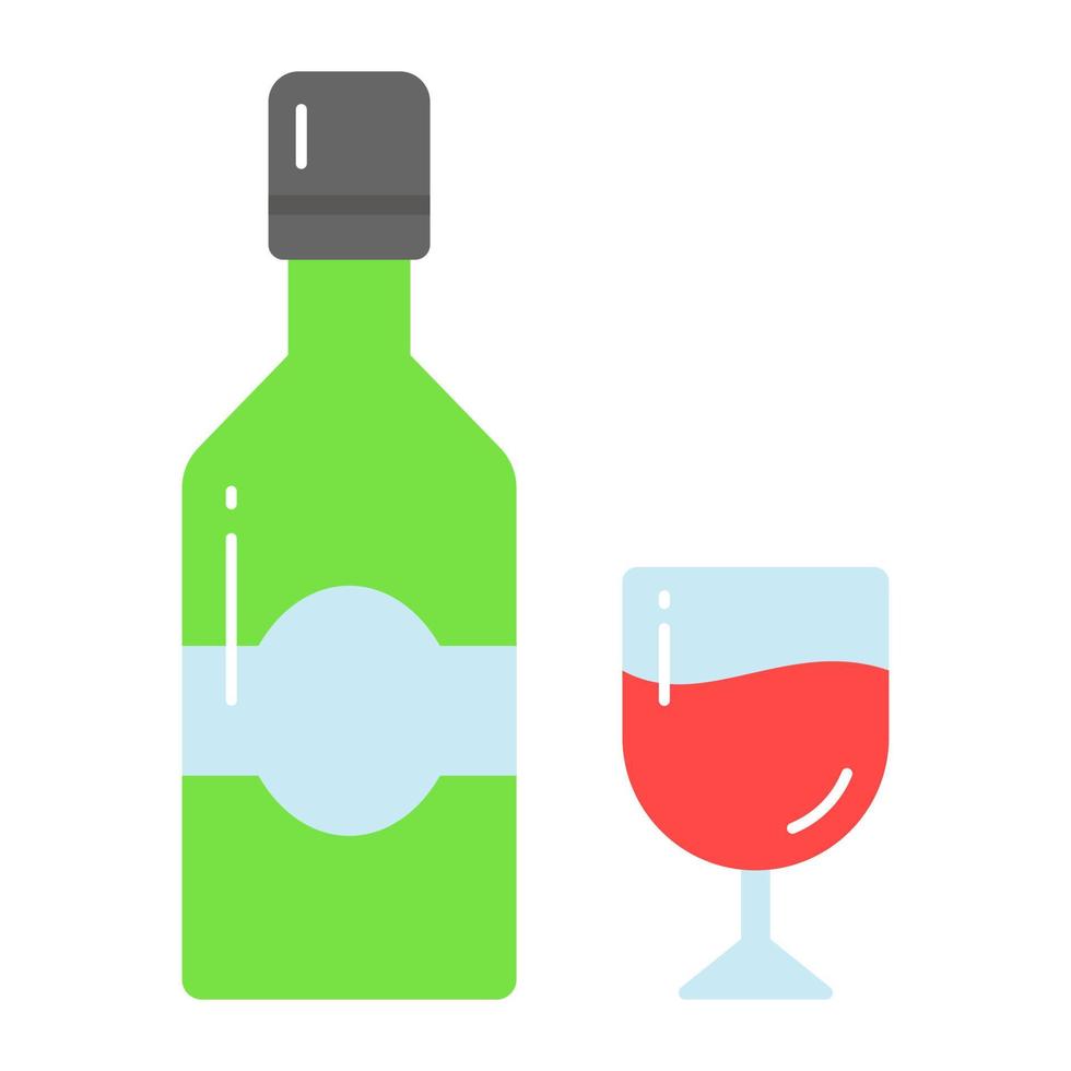 Wine bottle and glass vector design on white background