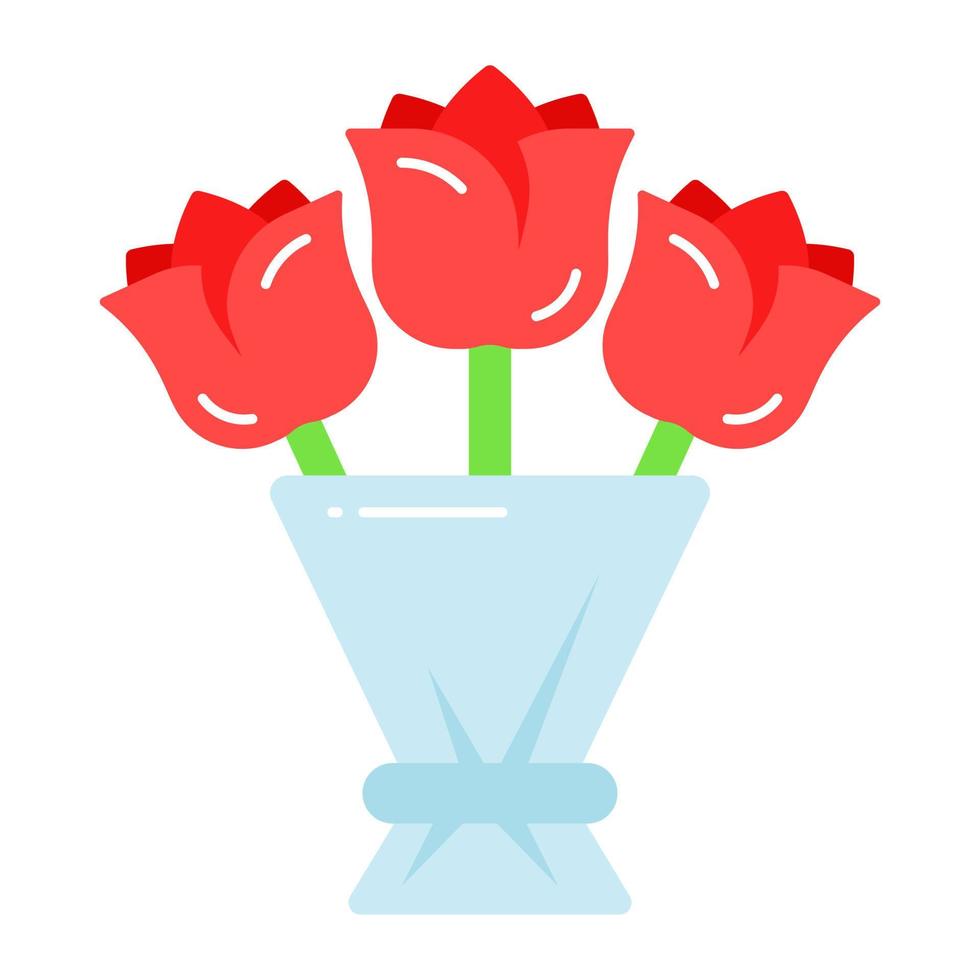 Bunch of flowers, beautiful icon of bouquet in trendy style vector