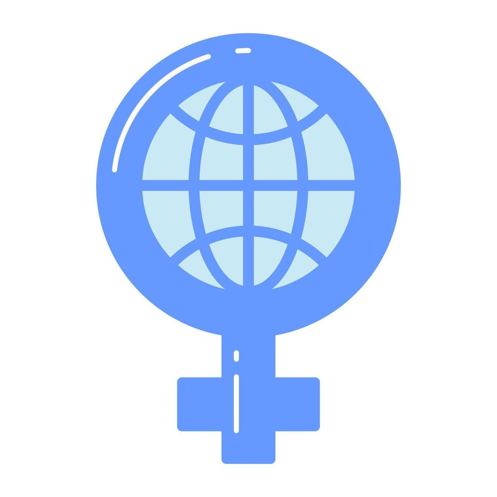World globe inside the feminine symbol, icon of world women day vector