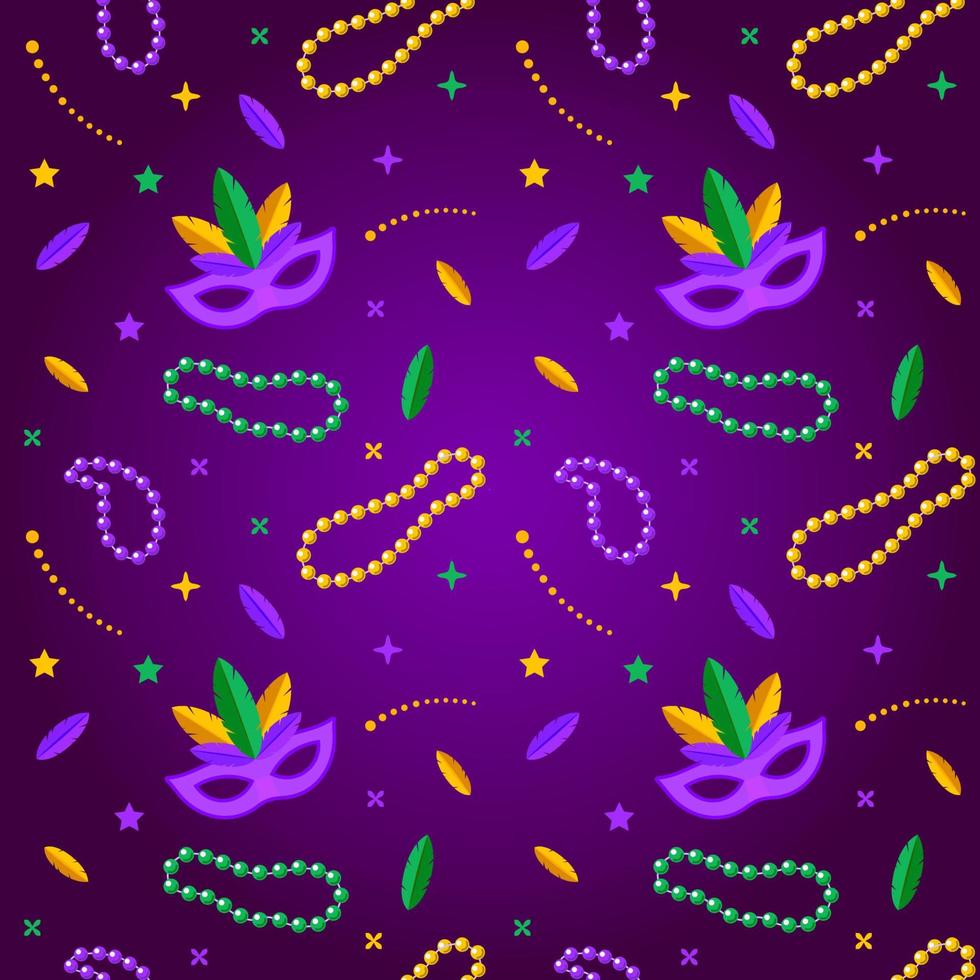 mardi gras sin costura modelo con carnaval máscara vector