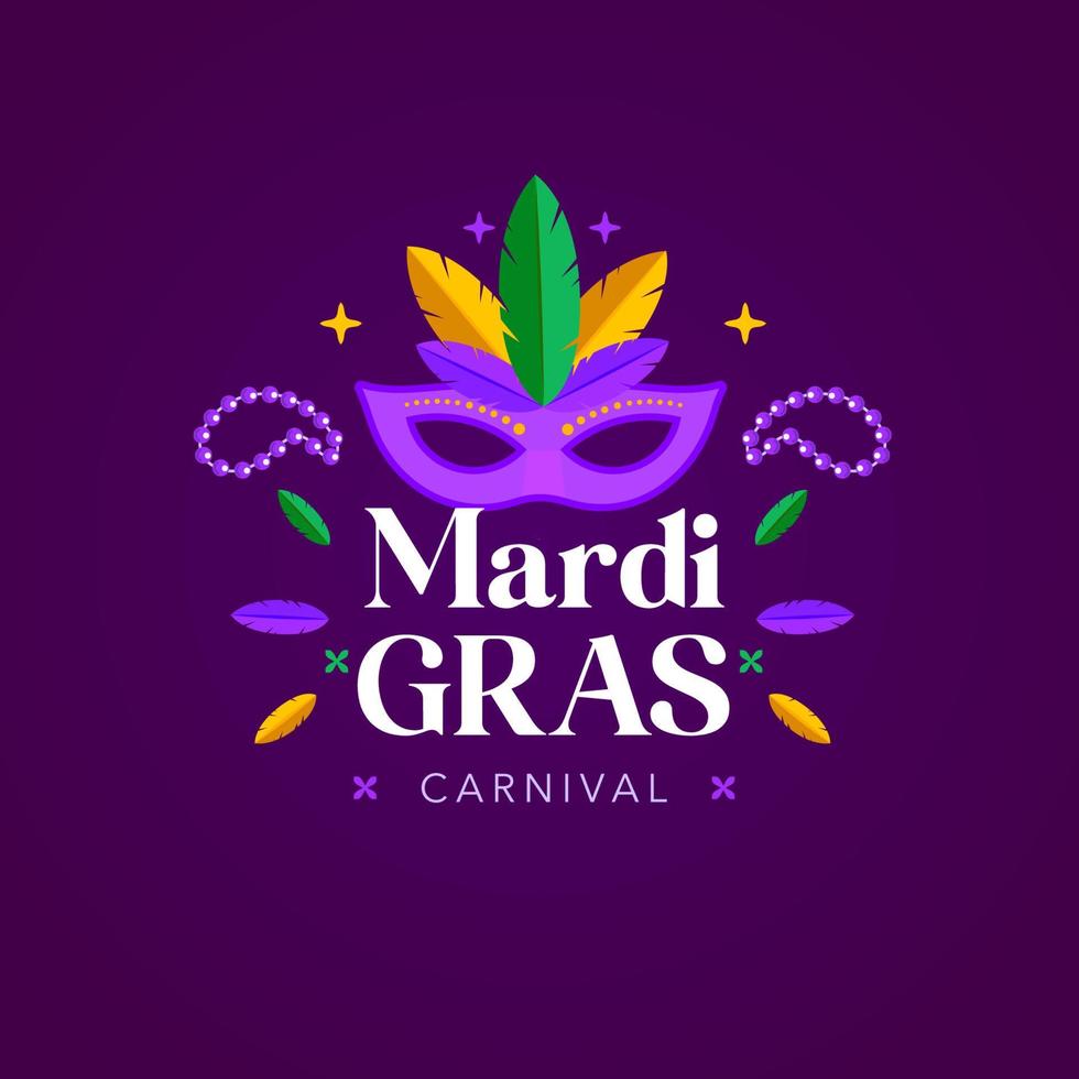 mardi gras con texto con carnaval máscara vector