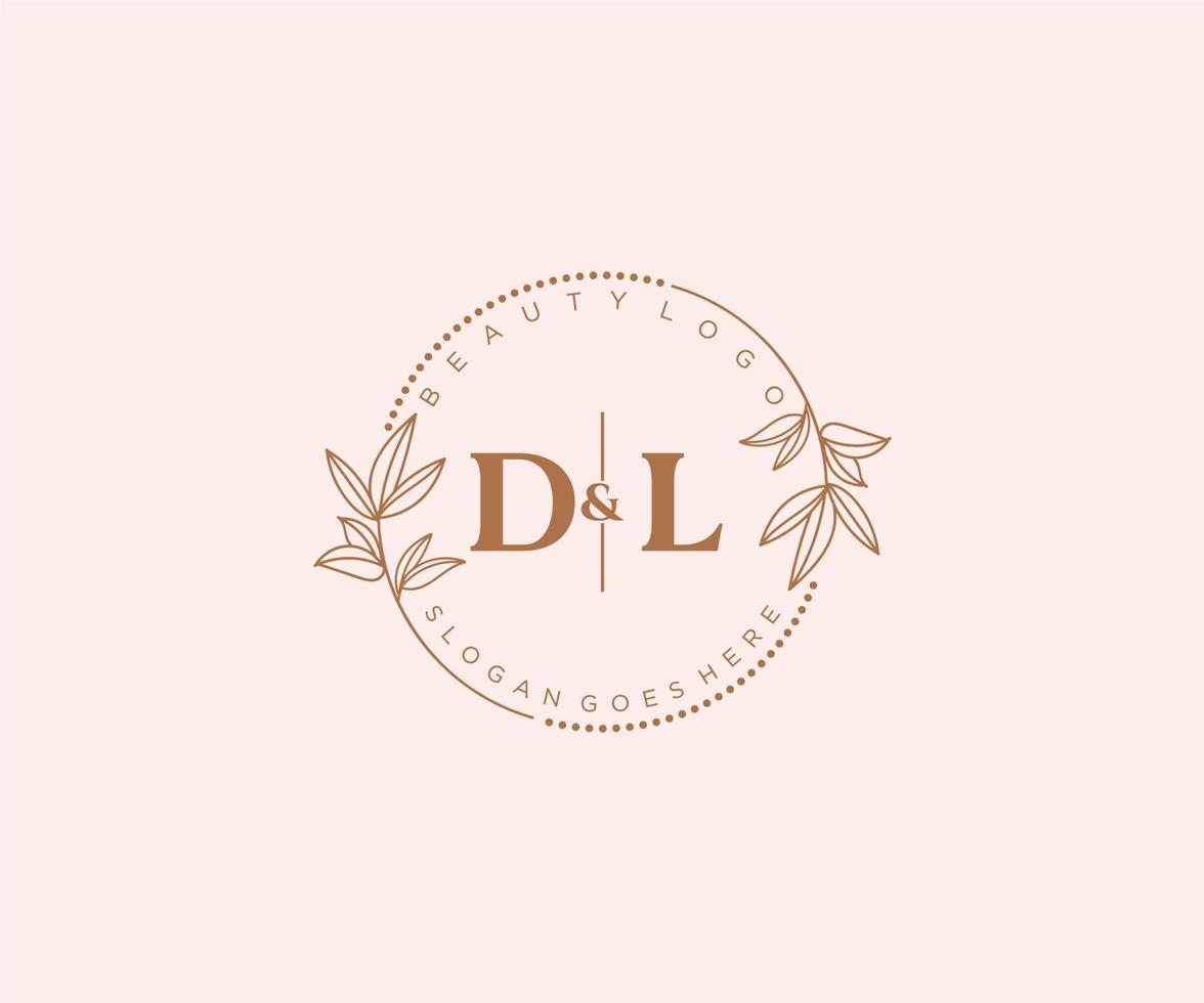 inicial dl letras hermosa floral femenino editable prefabricado monoline logo adecuado para spa salón piel pelo belleza boutique y cosmético compañía. vector