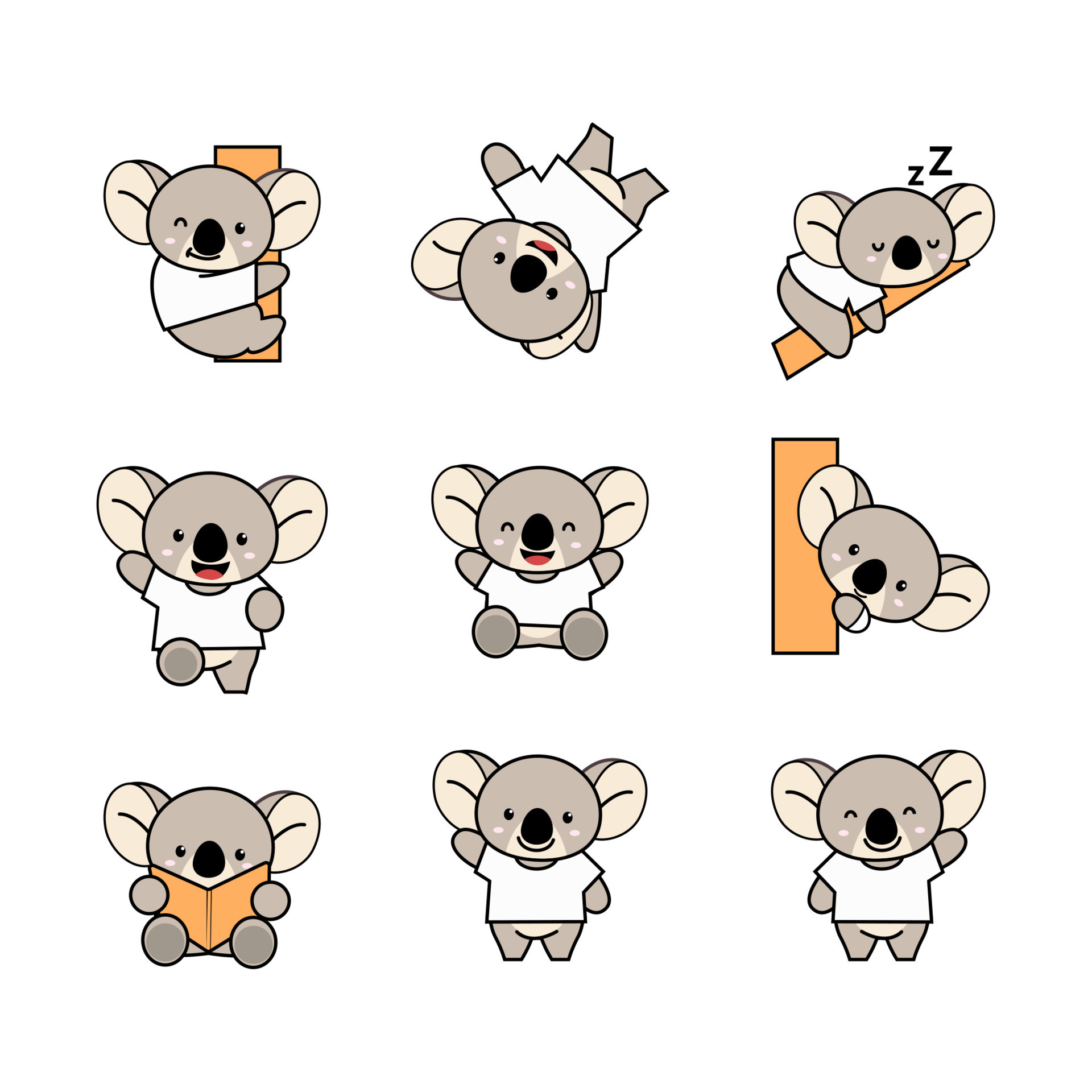 Maar eigenaar Alice cute koala pack mascot with various poses 20541805 Vector Art at Vecteezy