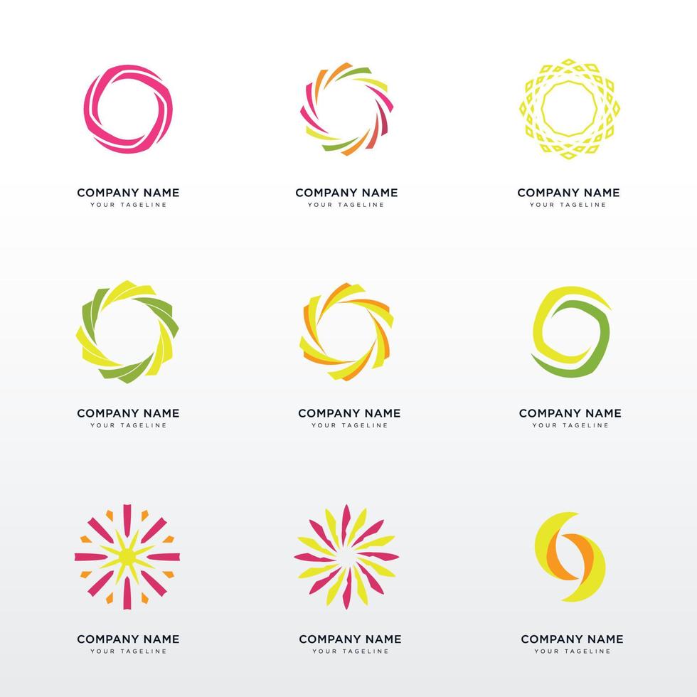 collection of colorful company logo templates vector