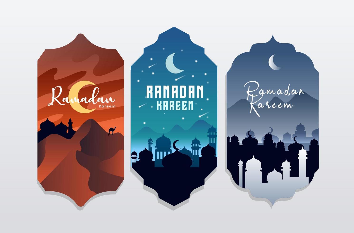 vector ramadan label collection