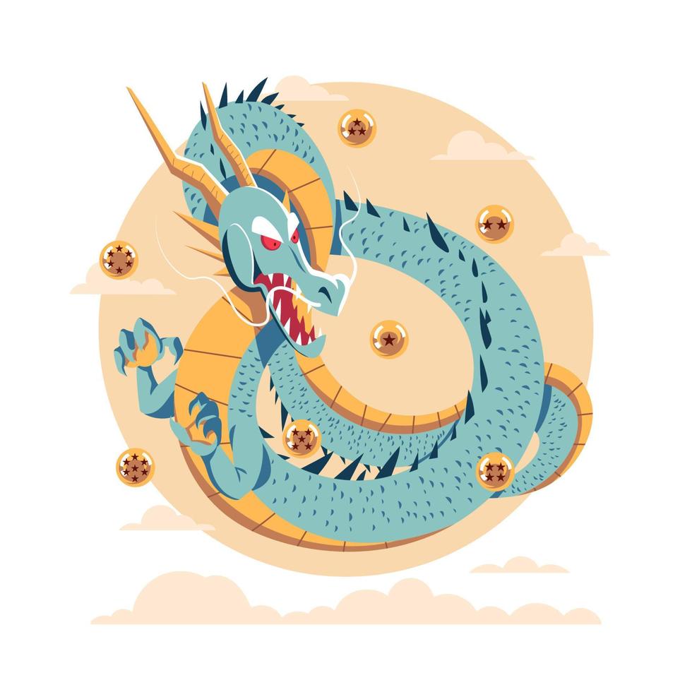 Dragon with Golden Balls vector