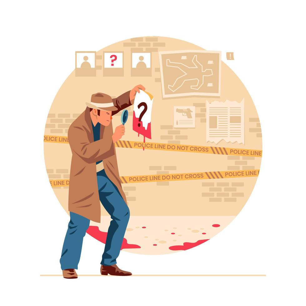 Smart Detective Look through Magnifying Glass vector
