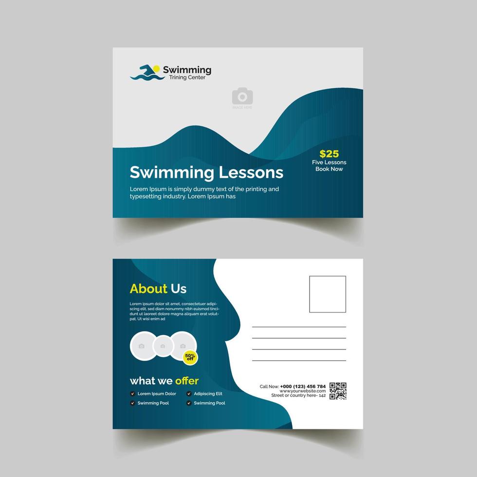 corporate swimming lessons EDDM postcard template vector