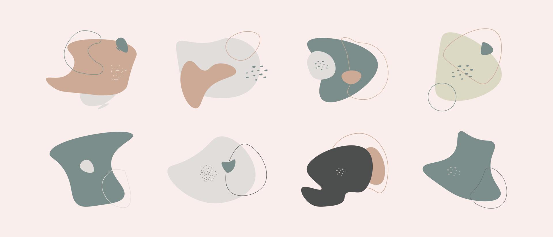 Organic abstract fluid shapes set. Creative liquid blob elements with curvy line. vector