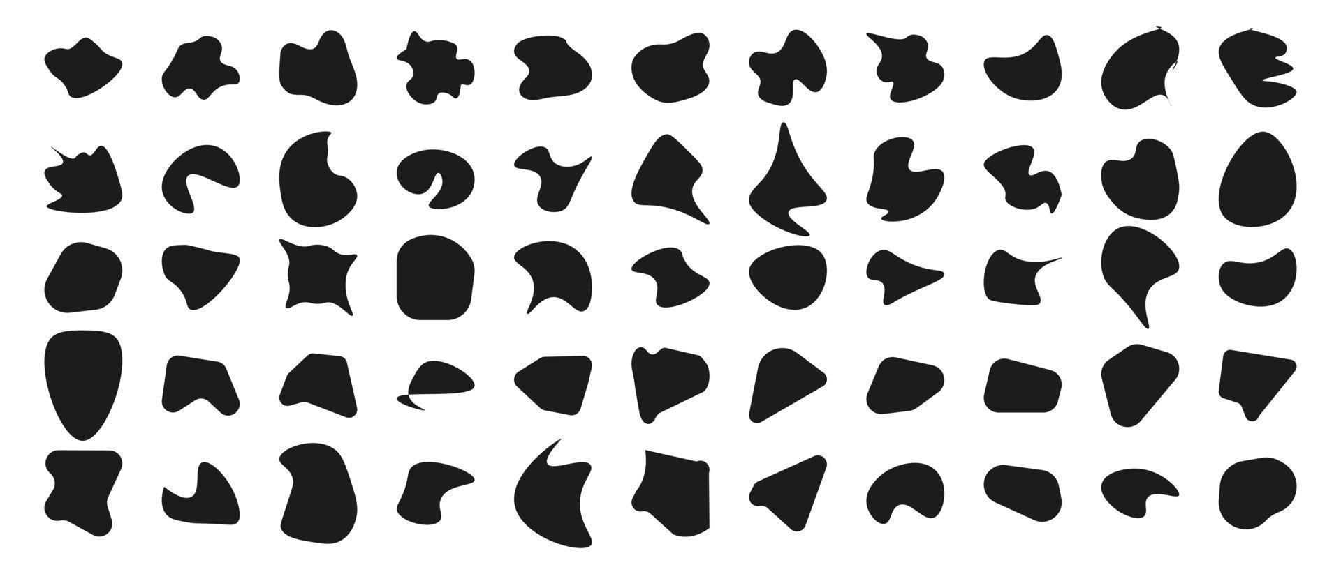 Modern liquid irregular blob shape abstract elements graphic flat style design fluid vector illustration set