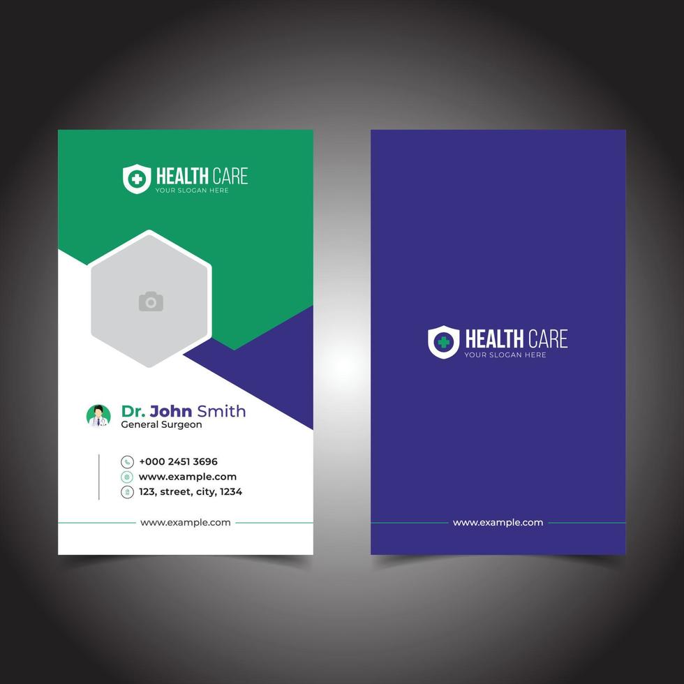 Vertical Medical Business Card Design Template vector