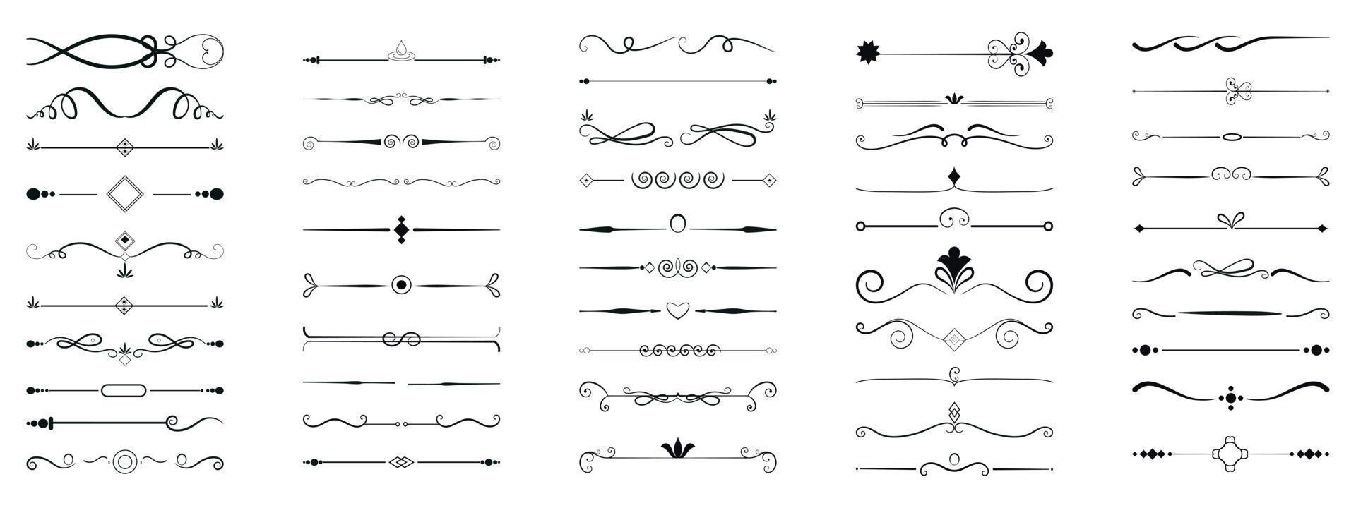 Calligraphic ornamental element set on white background vector