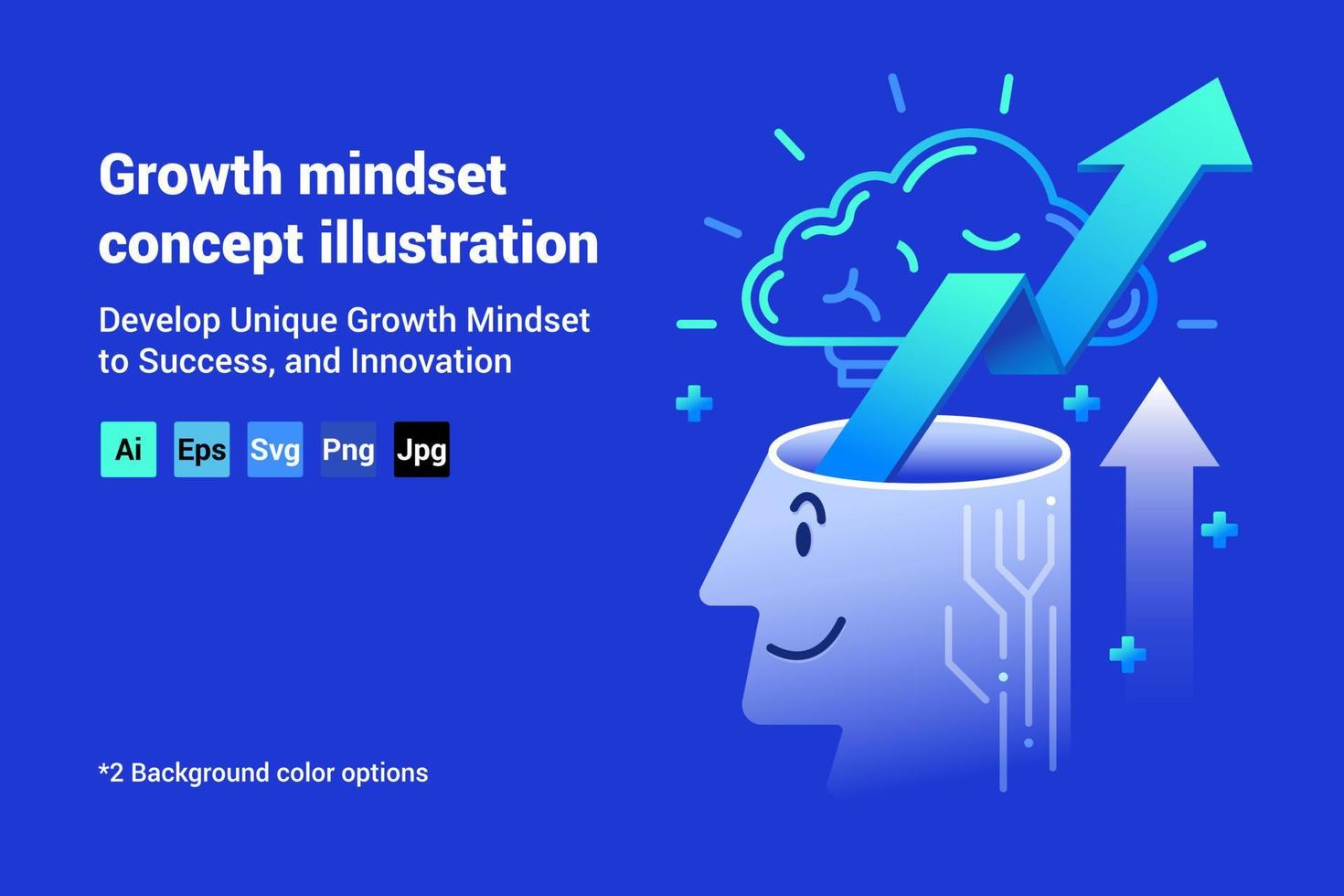 Growth mindset concept illustration blue background color vector