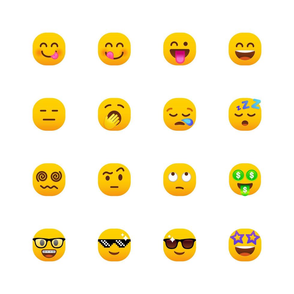 redondeado emoji íconos conjunto2 vector