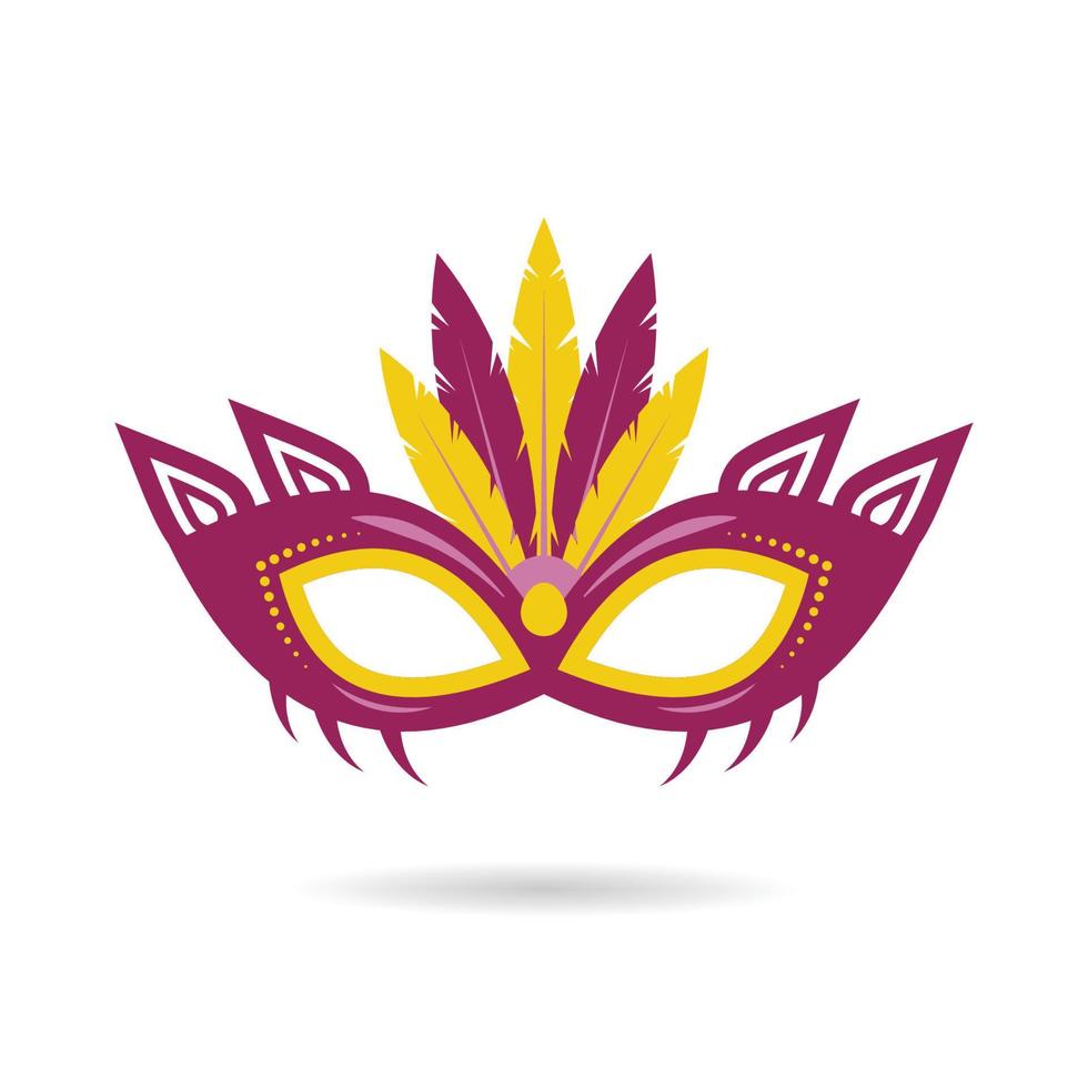carnaval máscara con pluma para festival fiesta invitación y decoraciones vector