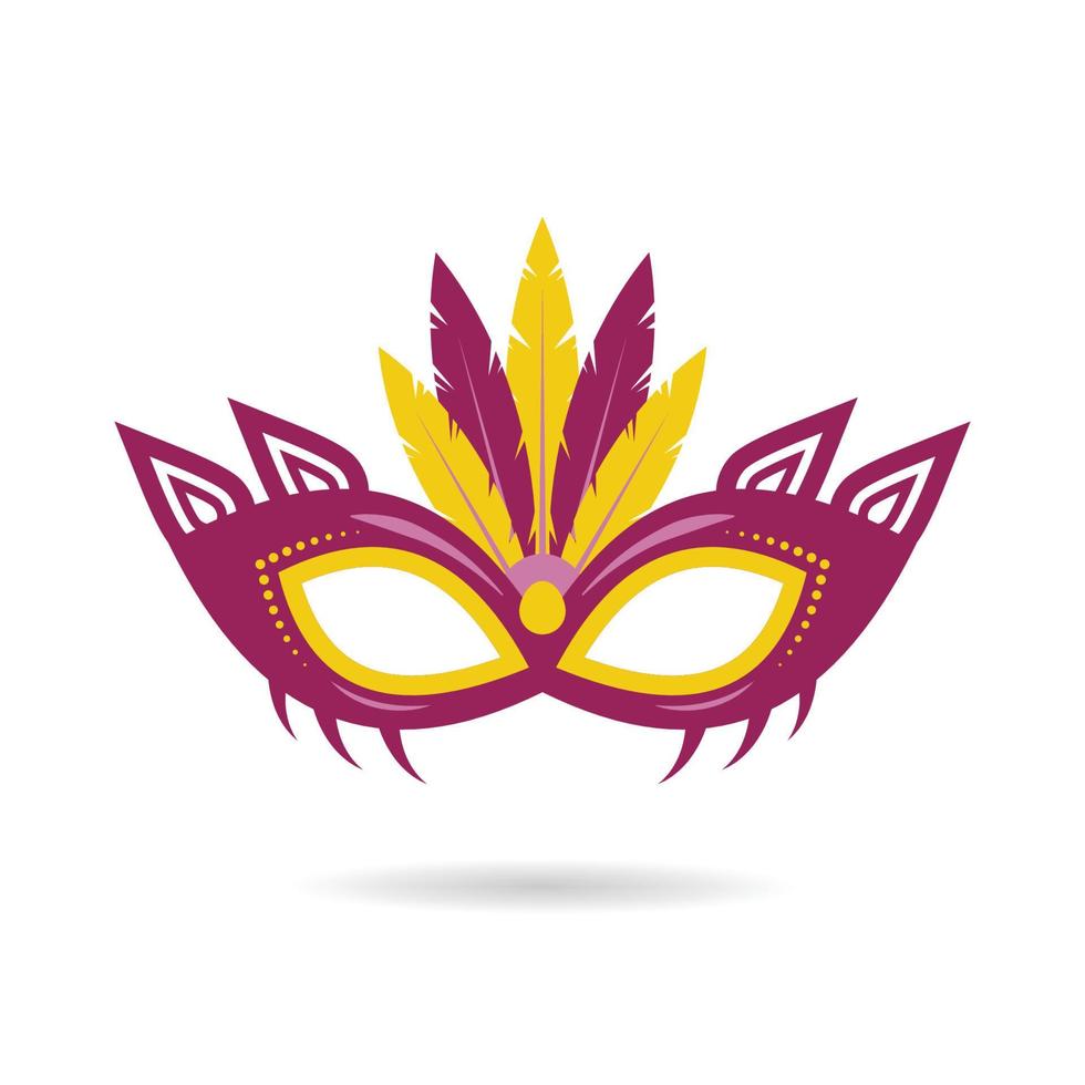 Carnival mask with feather for festival party invitation and decorations vector