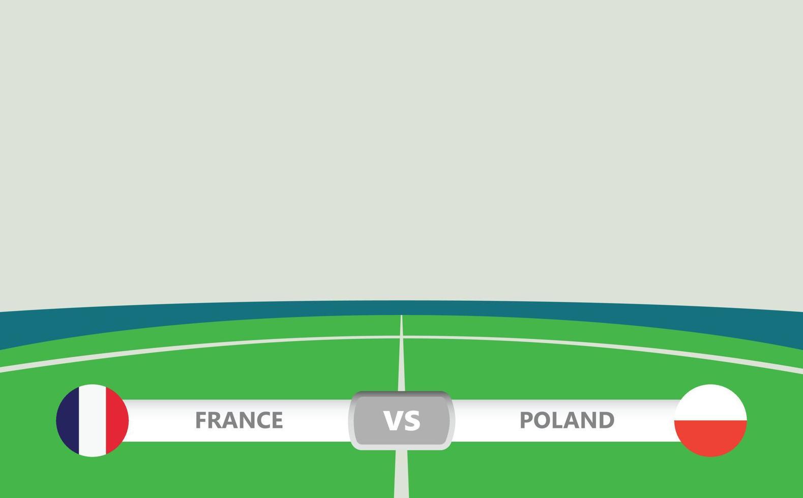 Vector match preview with lower third label within football stadium background. France vs Poland.