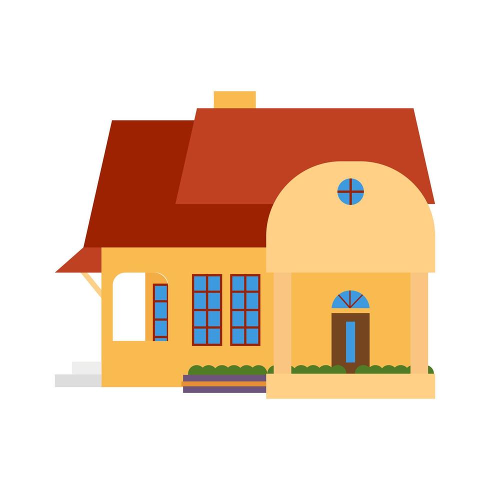 Old style house flat vector clip art with rounded elements and chimney. Suitable for property and real estate infographic.