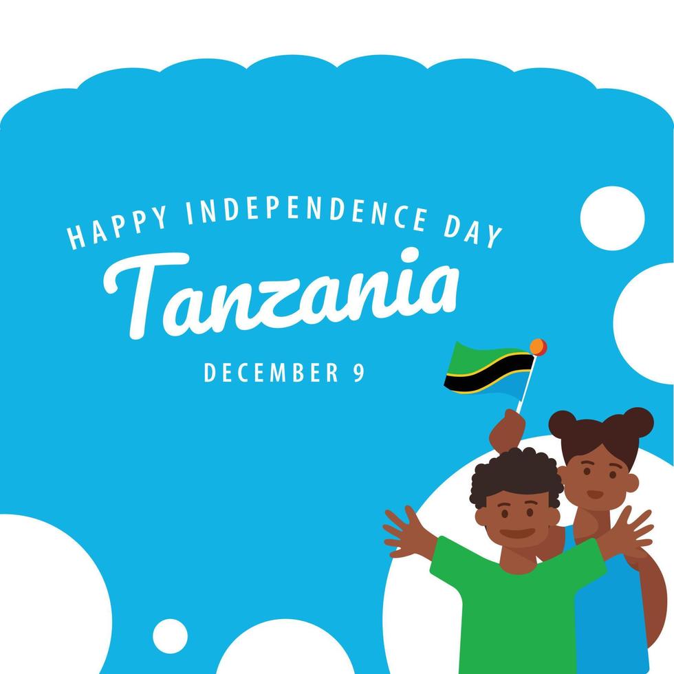 Tanzania independencia día vector ilustración con un chico y su mamá ondulación el nacional bandera.