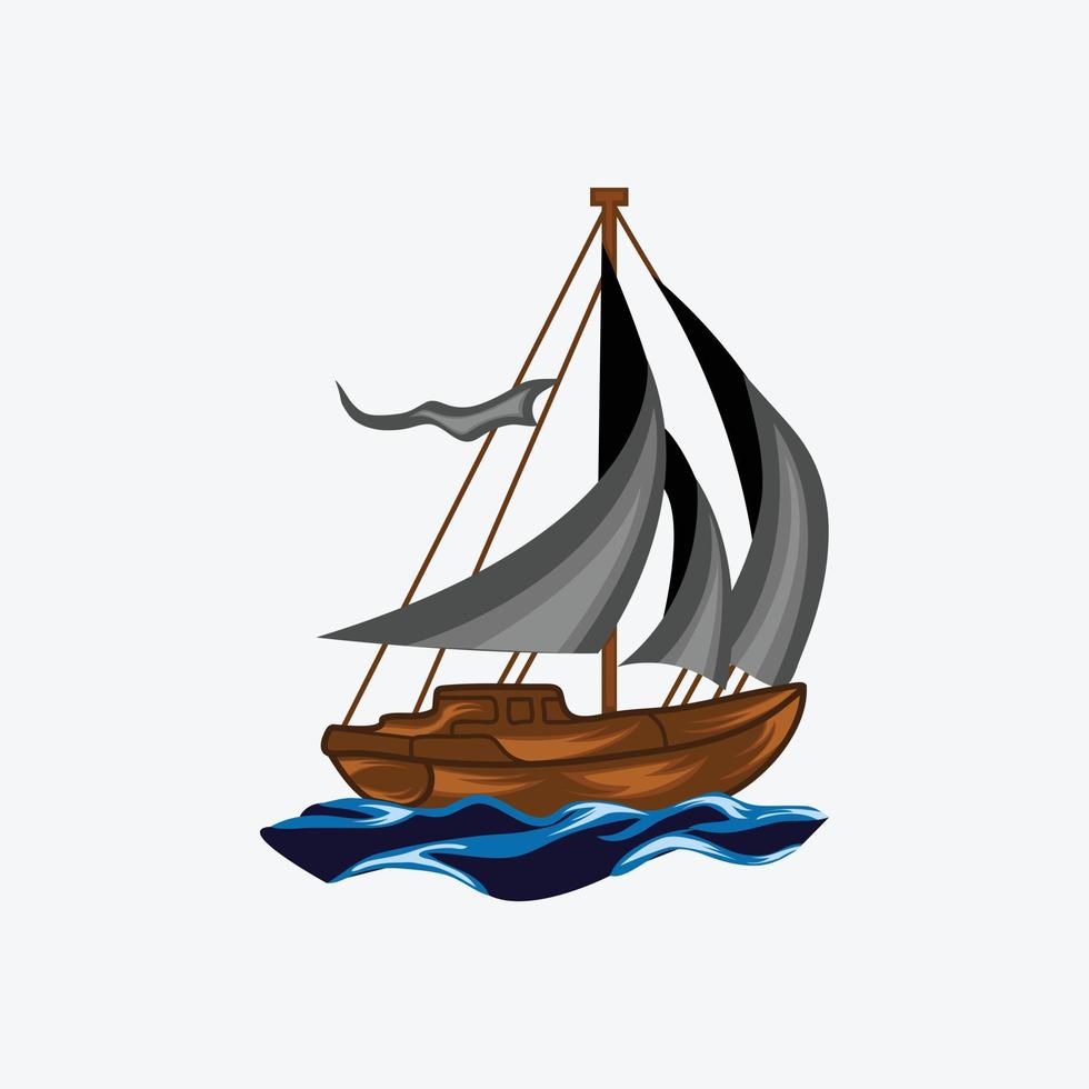Boats types wooden ships for ocean or marine sail river flat vector